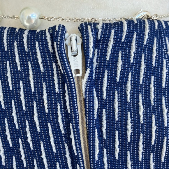 Vintage 60s 70s Navy and White Diamond Print Jacket and Dress Set - Picture 9 of 13